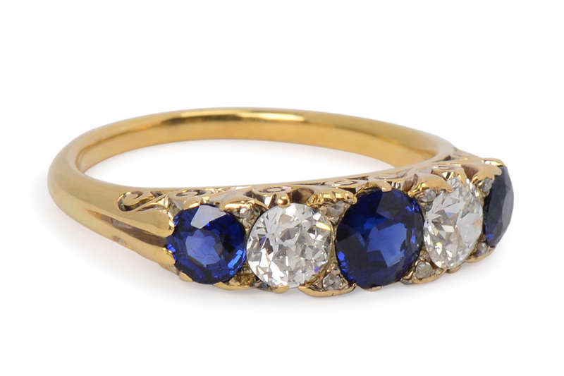 Trip the Light - Antique Diamond Sapphire Ring