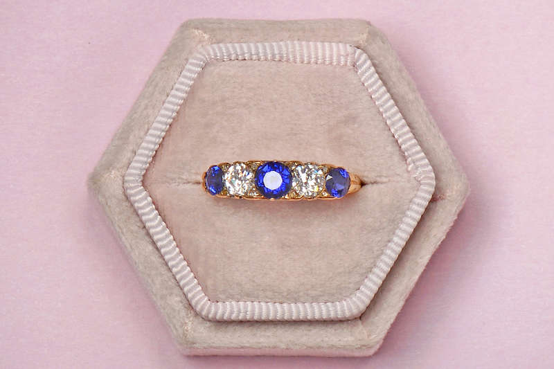 Trip the Light - Antique Diamond Sapphire Ring