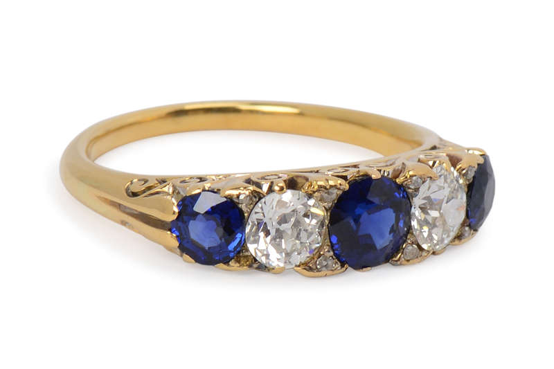 Trip the Light - Antique Diamond Sapphire Ring