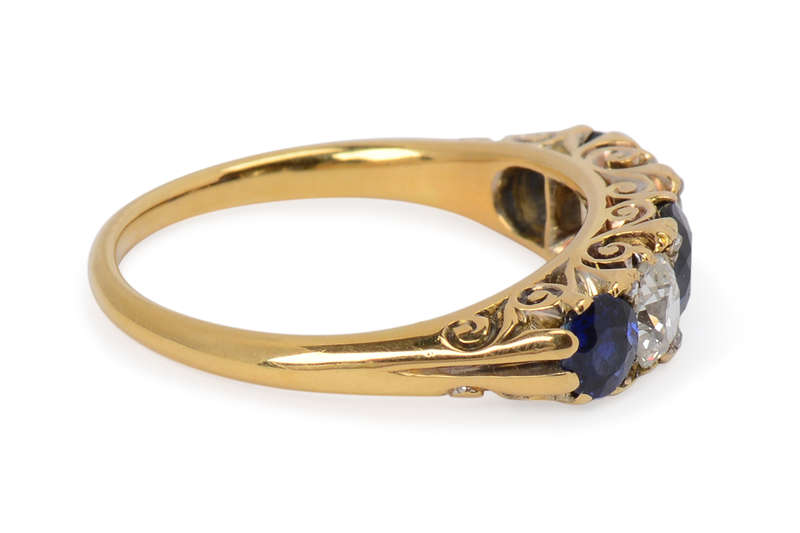 Trip the Light - Antique Diamond Sapphire Ring