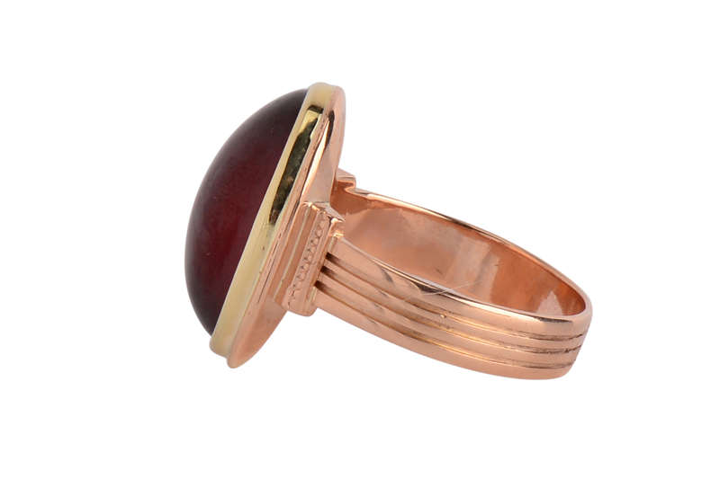 Victorian Warmth - Two Color Gold Garnet Ring