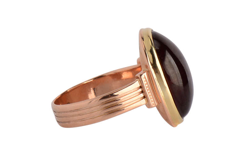 Victorian Warmth - Two Color Gold Garnet Ring