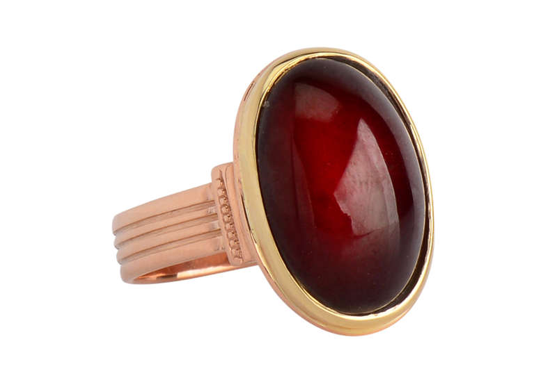 Victorian Warmth - Two Color Gold Garnet Ring