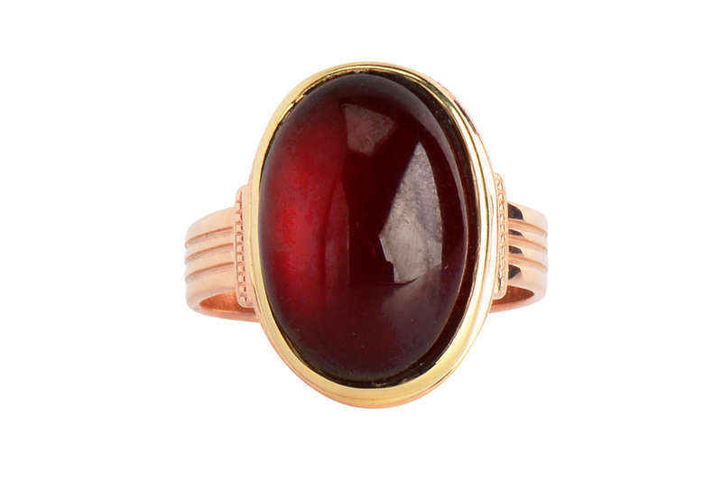 Victorian Warmth - Two Color Gold Garnet Ring