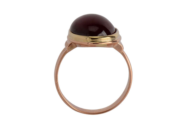 Victorian Warmth - Two Color Gold Garnet Ring