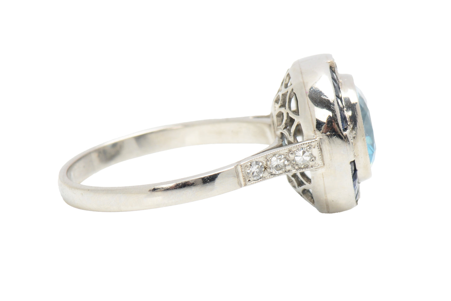 Aquamarine Sapphire Diamond Ring