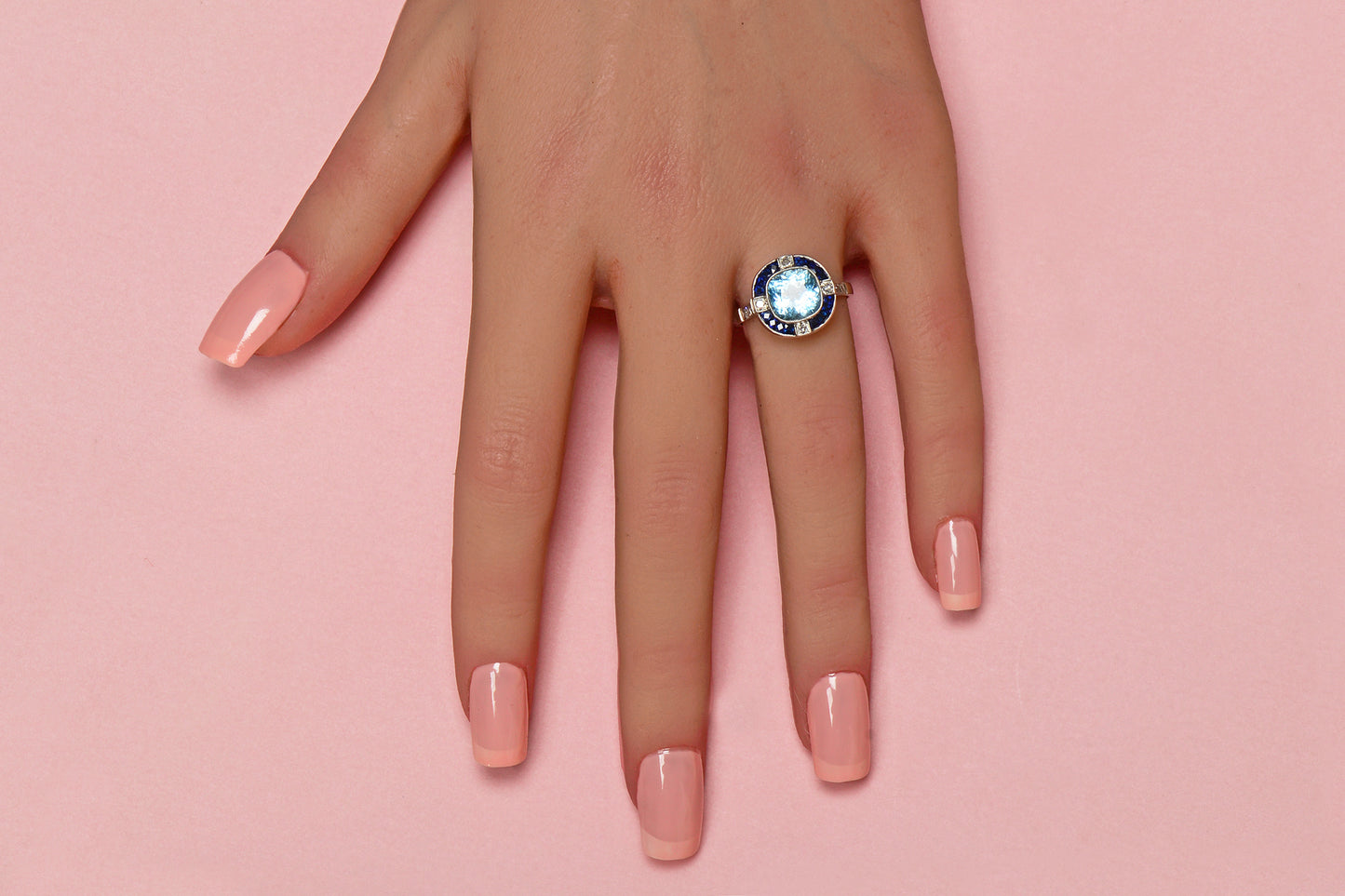 Aquamarine Sapphire Diamond Ring