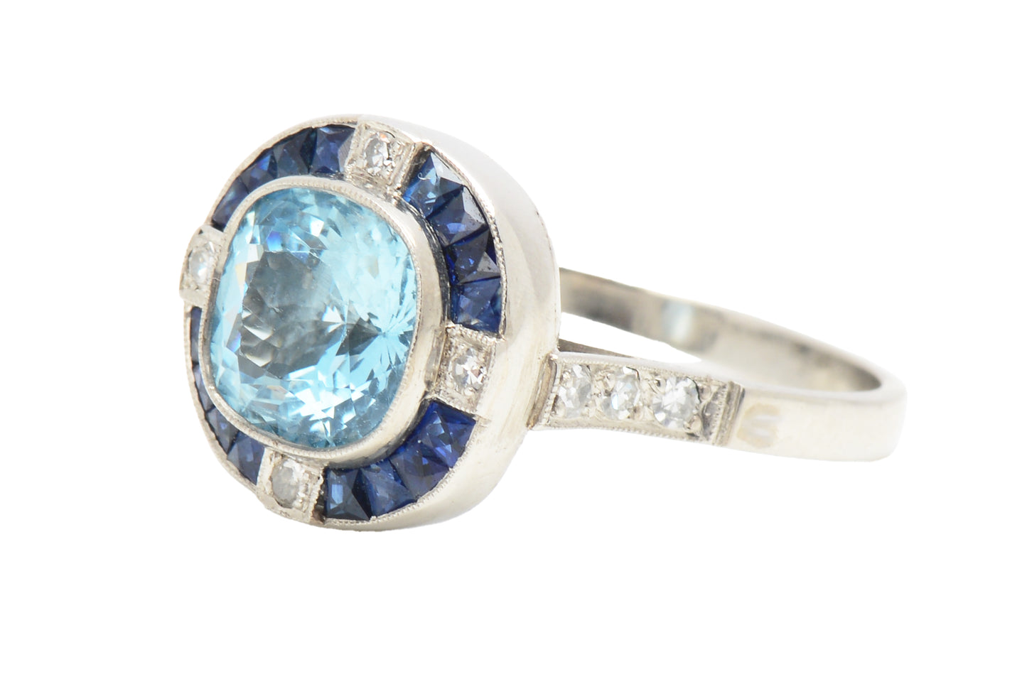 Aquamarine Sapphire Diamond Ring