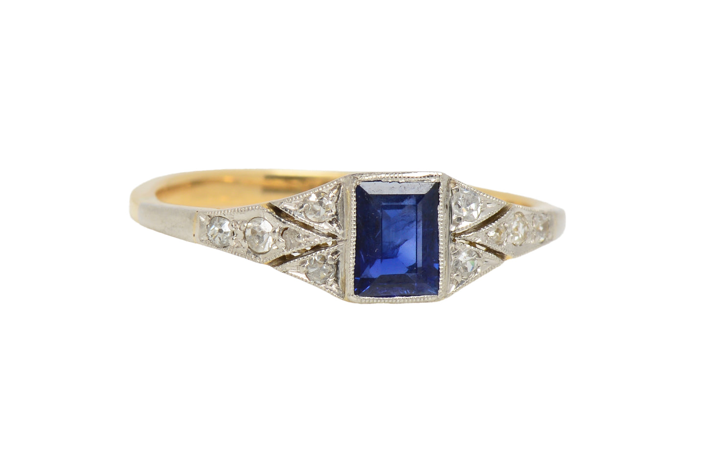 Vintage Art Deco Sapphire Diamond Engagement Ring