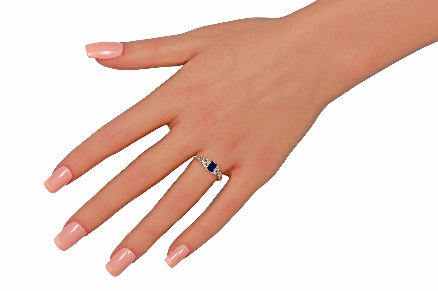 Vintage Art Deco Sapphire Diamond Engagement Ring