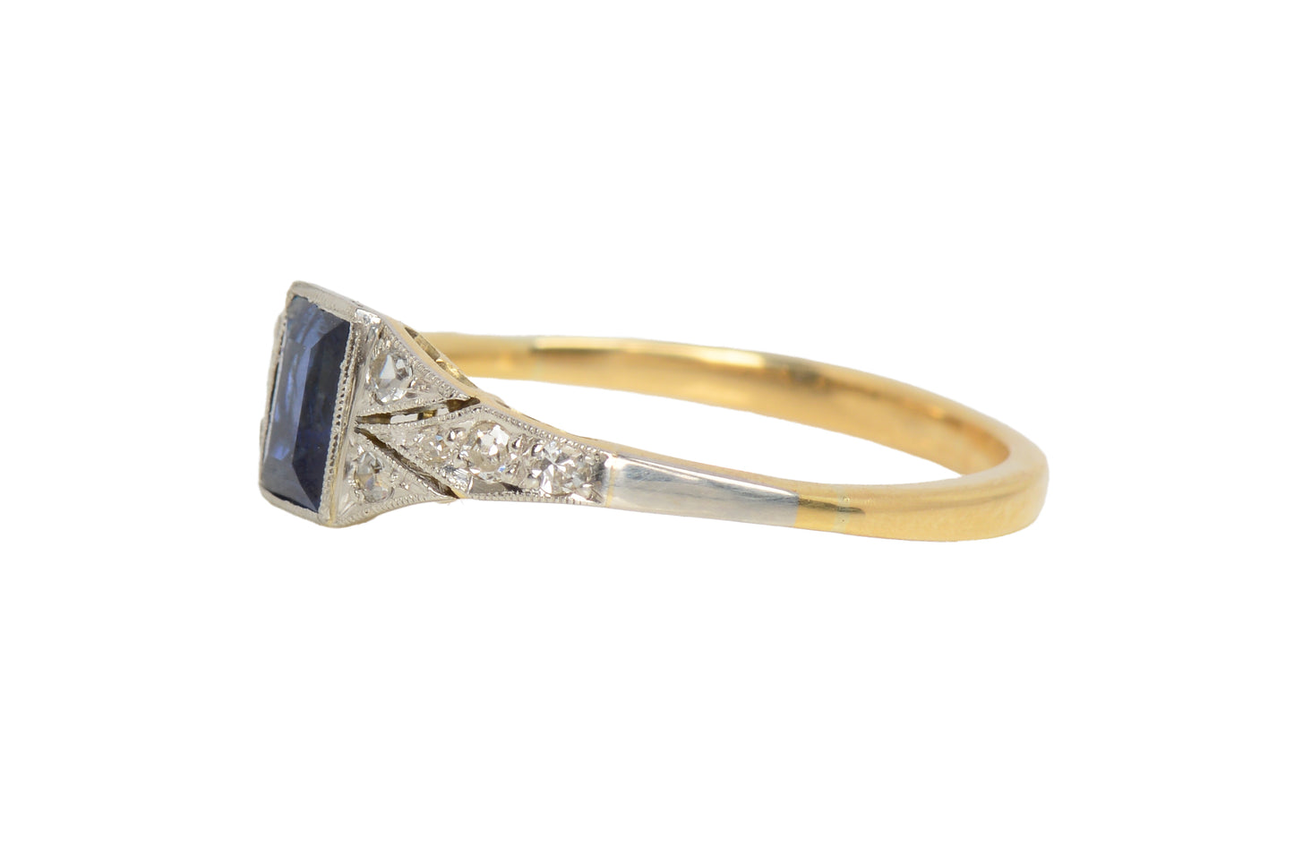 Vintage Art Deco Sapphire Diamond Engagement Ring