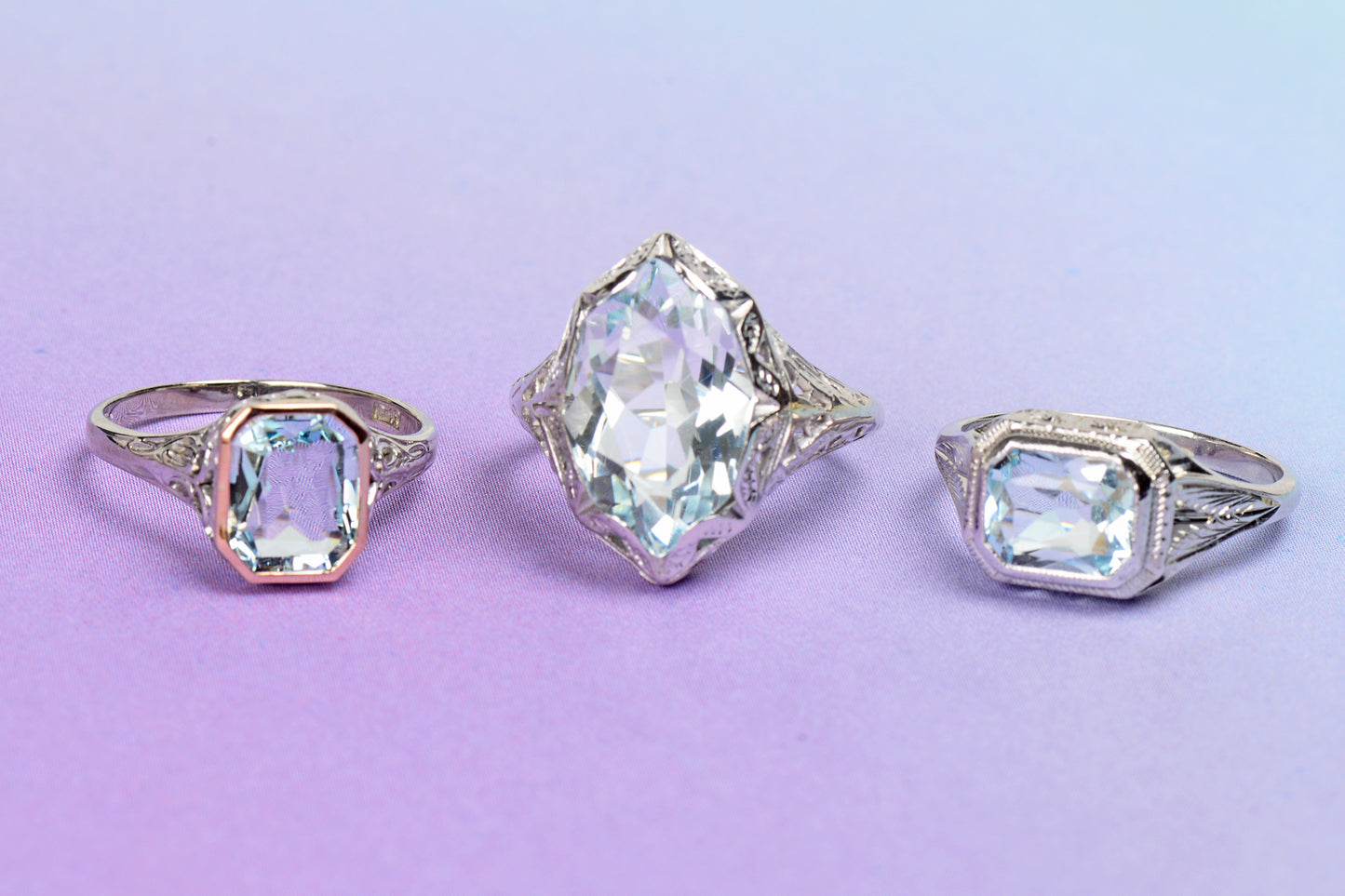 Vintage Aquamarine 14k White Gold Ring c. 1930