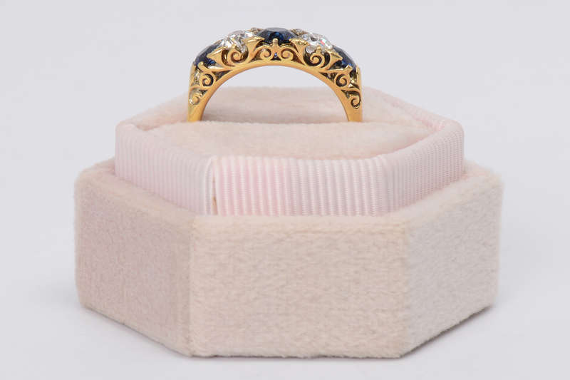 Trip the Light - Antique Diamond Sapphire Ring