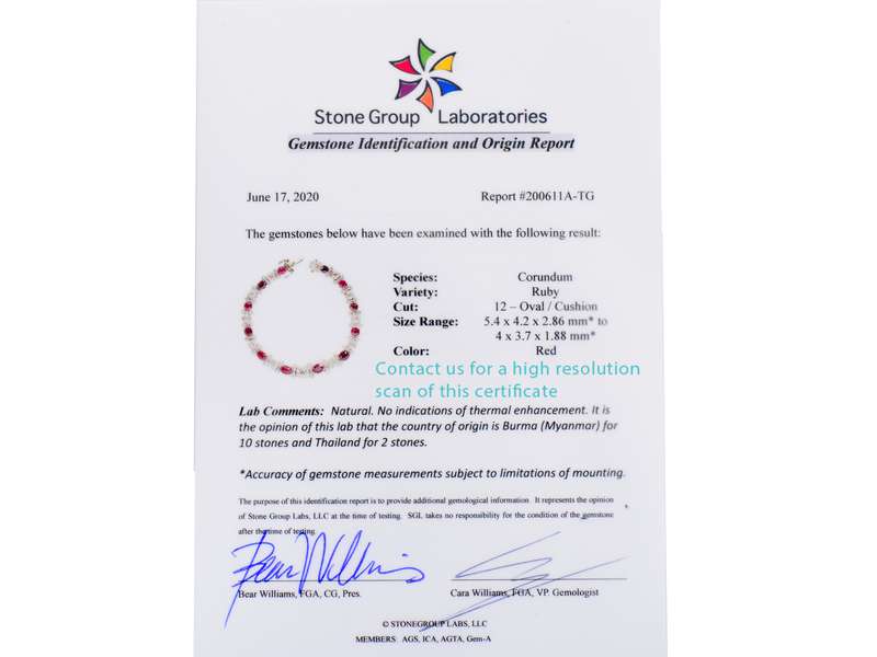 Superlative No Heat Burmese Ruby Diamond Bracelet