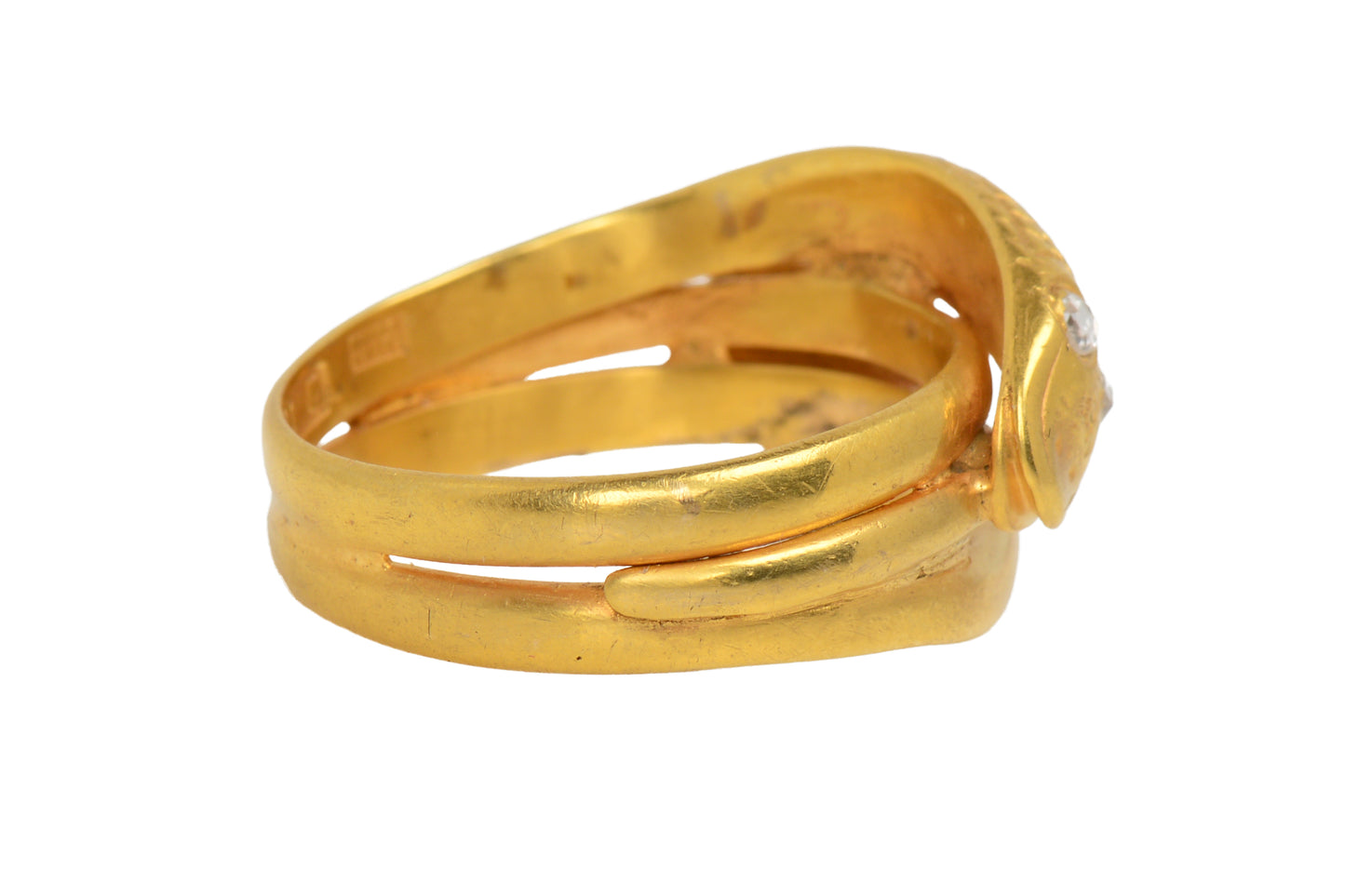 1899 Victorian Weighty Double Snake Ring Diamond