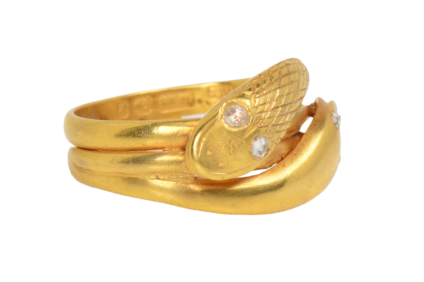 1899 Victorian Weighty Double Snake Ring Diamond
