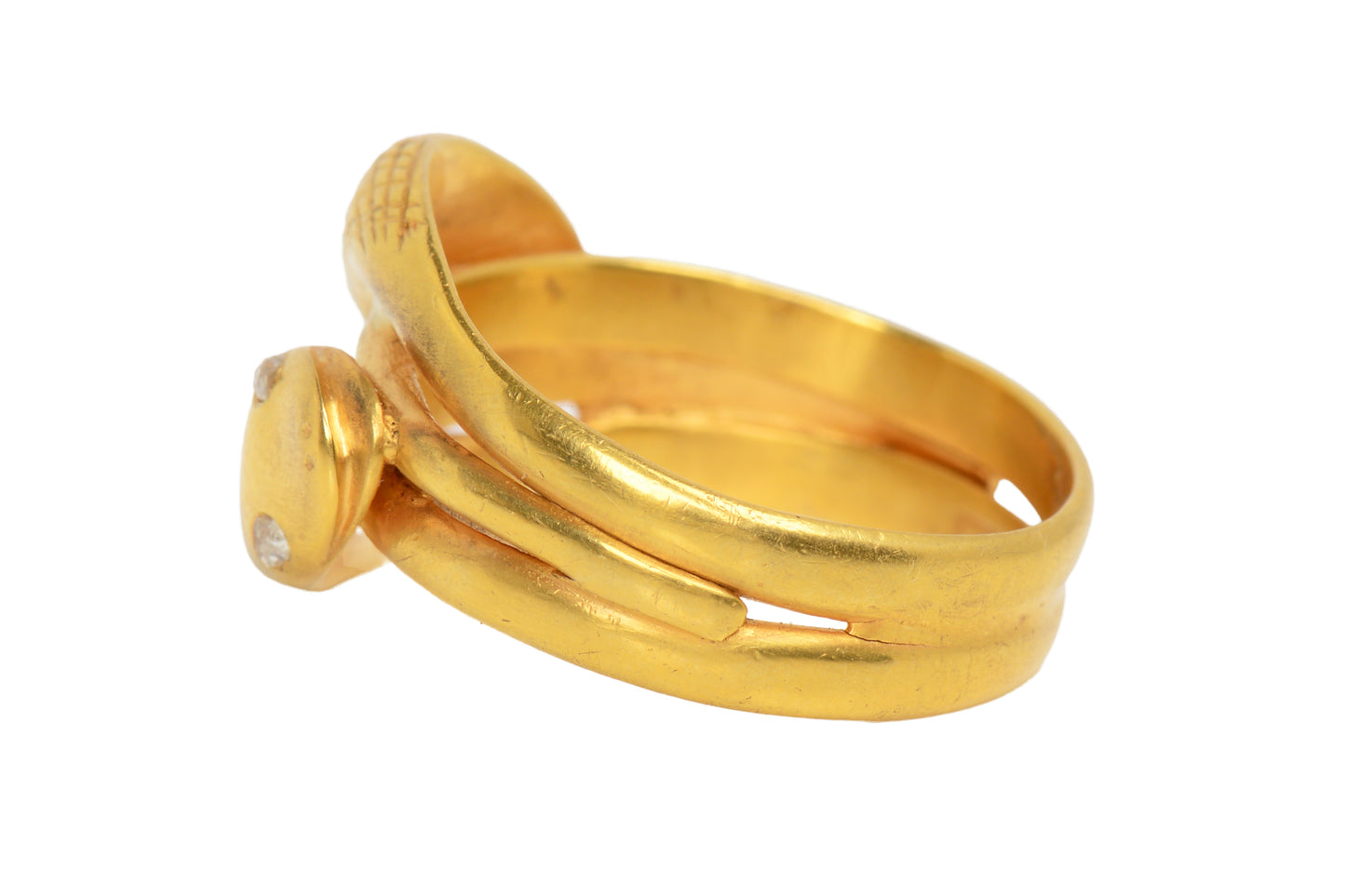 1899 Victorian Weighty Double Snake Ring Diamond
