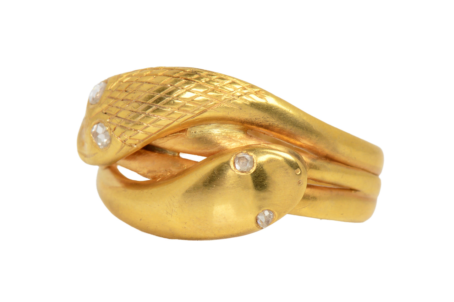 1899 Victorian Weighty Double Snake Ring Diamond