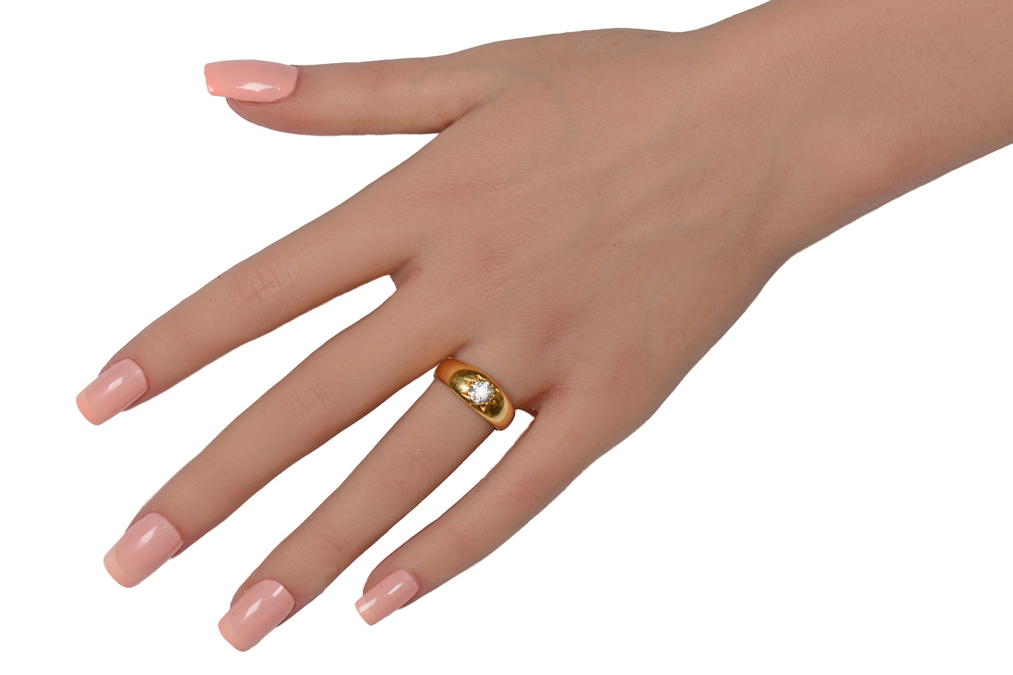 Solitaire Old European Cut 18k Gold Ring From 1899