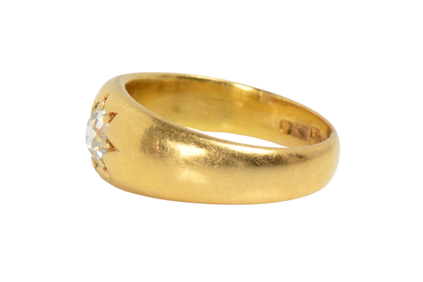 Solitaire Old European Cut 18k Gold Ring From 1899