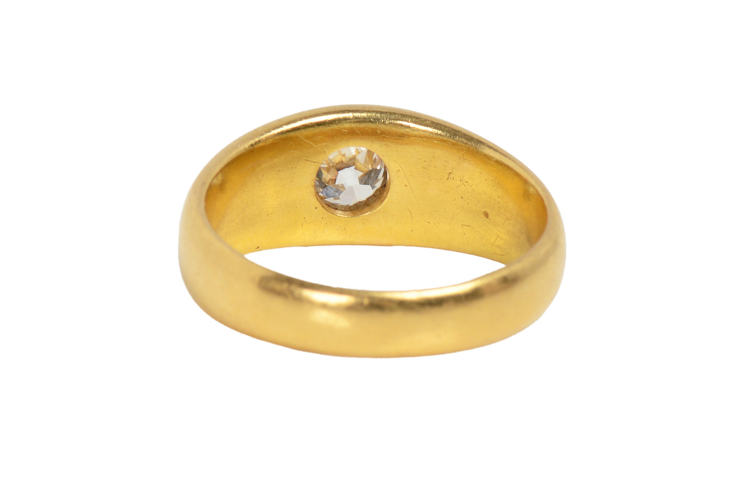 Solitaire Old European Cut 18k Gold Ring From 1899