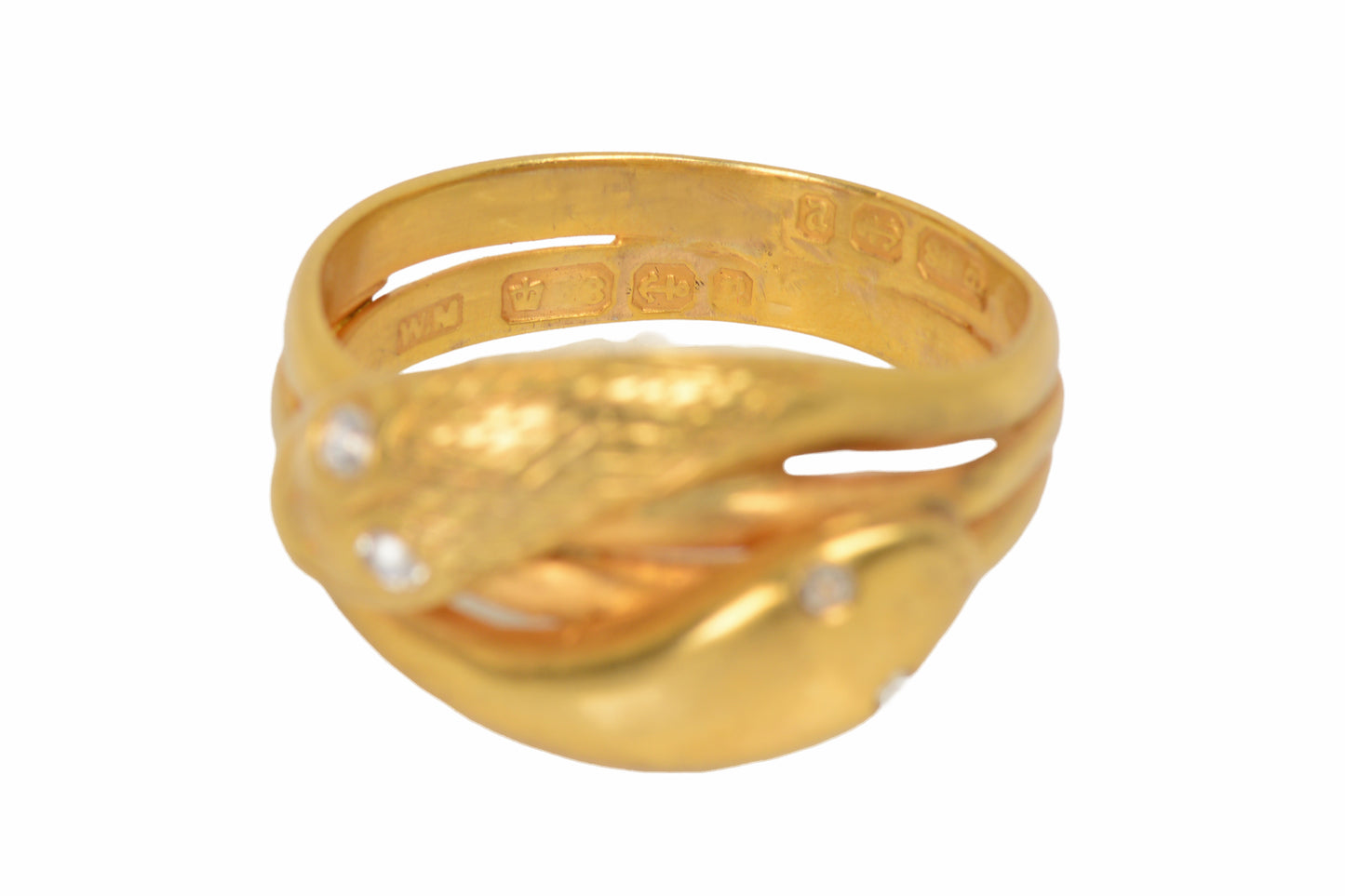 1899 Victorian Weighty Double Snake Ring Diamond