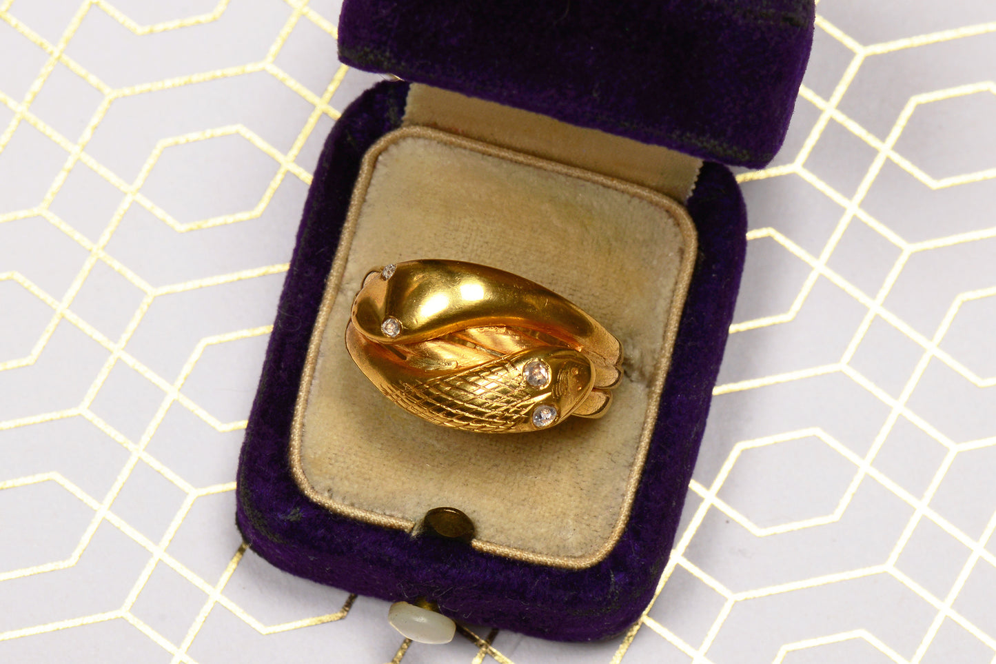 1899 Victorian Weighty Double Snake Ring Diamond