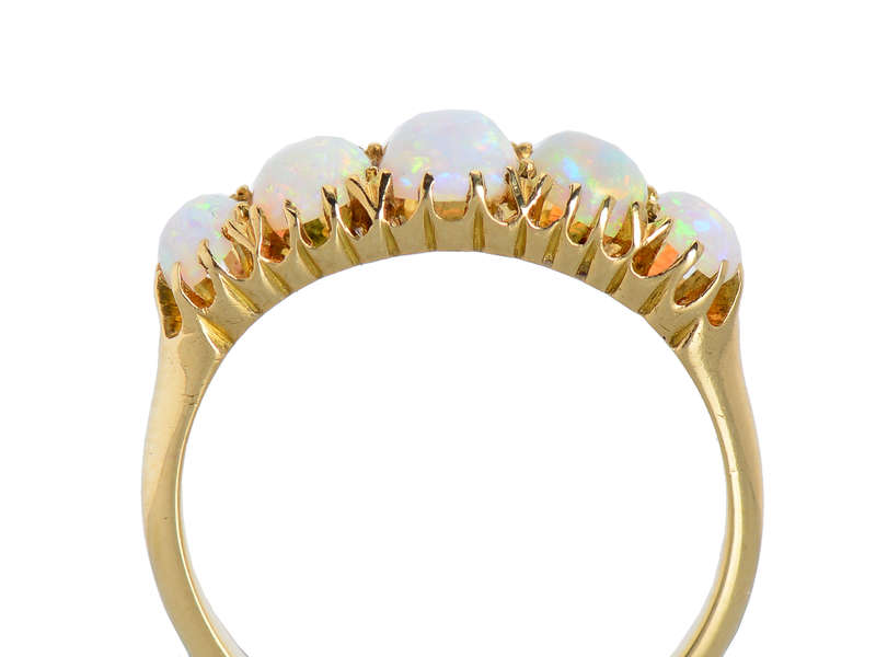 Edwardian Five Graduated Opal 18k Ring