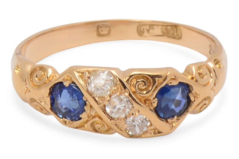 Sapphire Diamond Vintage Gold Ring