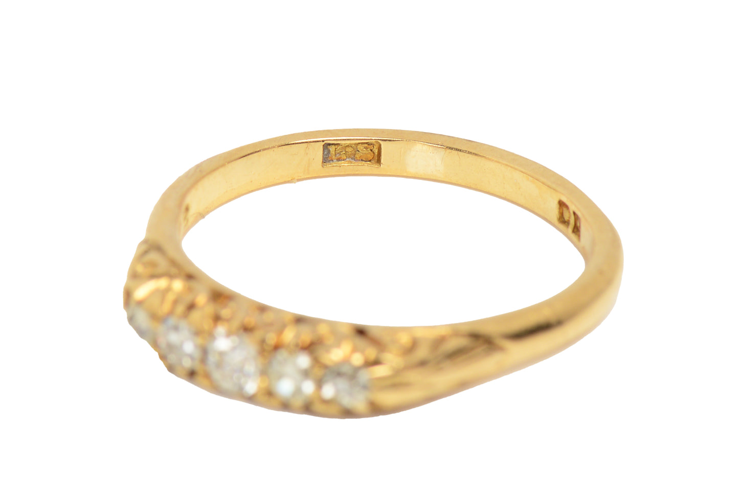 Vintage Five Stone Wedding Ring in Gold fromm 1888
