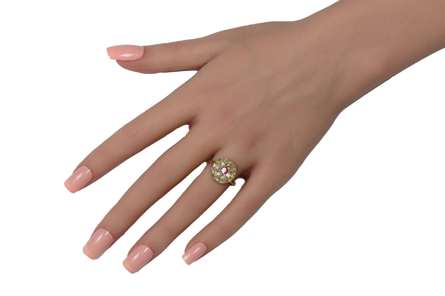 Antique Georgian Ruby and Diamond Cluster RIng