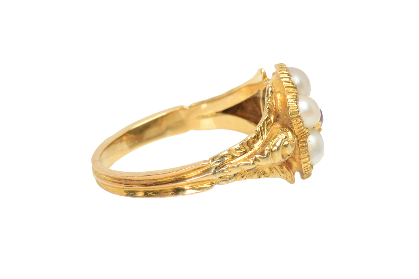 Georgian Antique Pearl Ruby Locket Ring