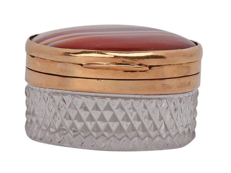 Georgian Gold Agate & Cut Glass Vinaigrette Box