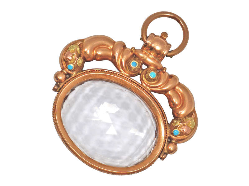 Huge Georgian Gold Rock Crystal Spinner Fob