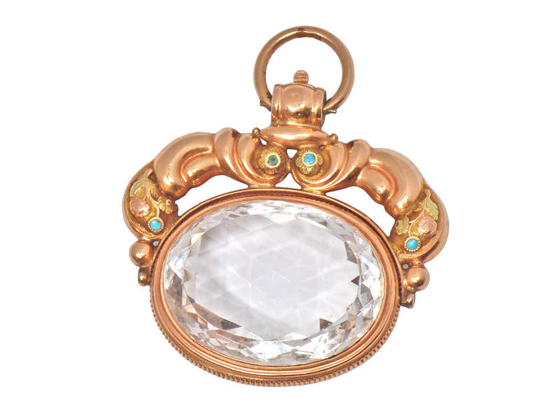 Huge Georgian Gold Rock Crystal Spinner Fob