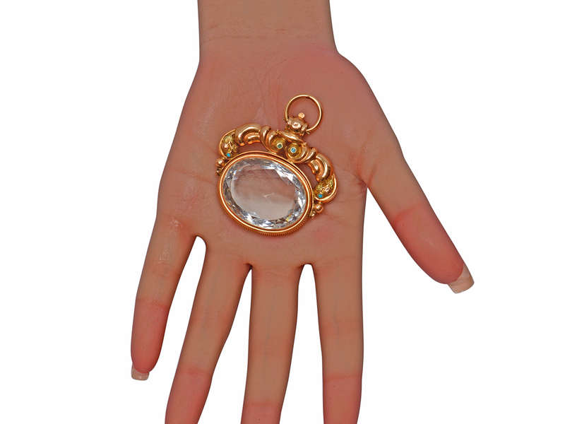 Huge Georgian Gold Rock Crystal Spinner Fob