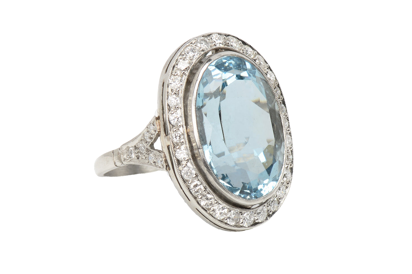 Blue Marvel - Oval Aquamarine Diamond Ring