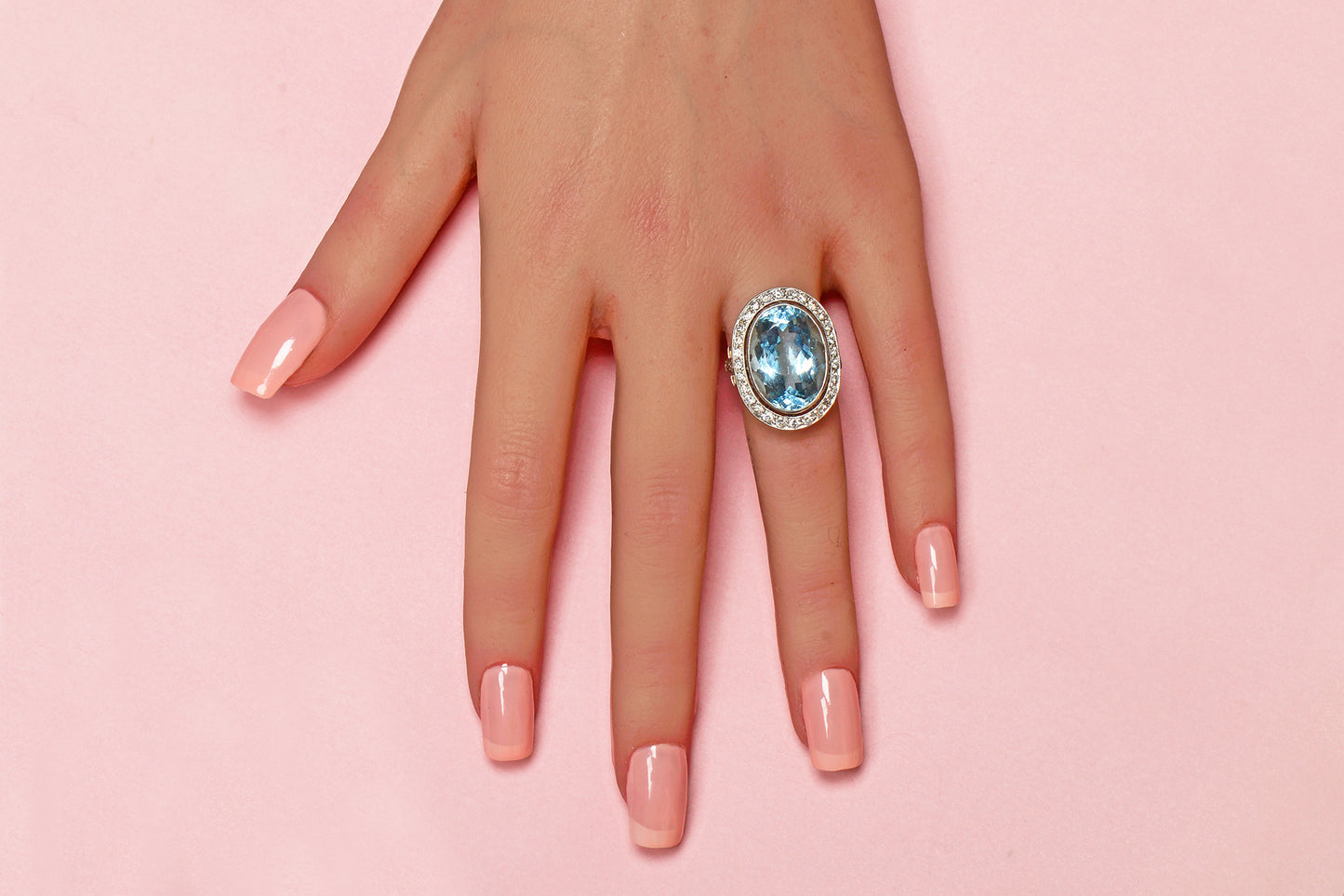 Blue Marvel - Oval Aquamarine Diamond Ring