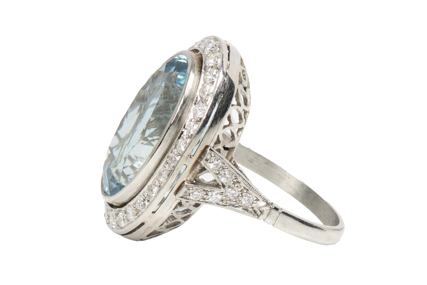 Blue Marvel - Oval Aquamarine Diamond Ring
