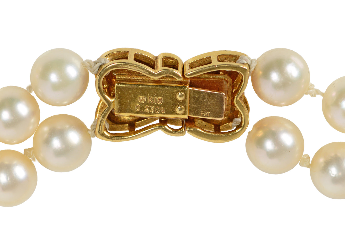 Mikimoto Double Strand of Cultured Akoya Pearls & Diamond Clasp
