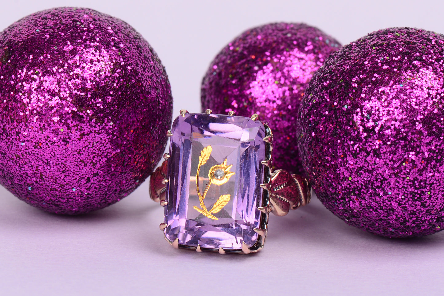 Rose of Sharon Amethyst Rose Gold Ring
