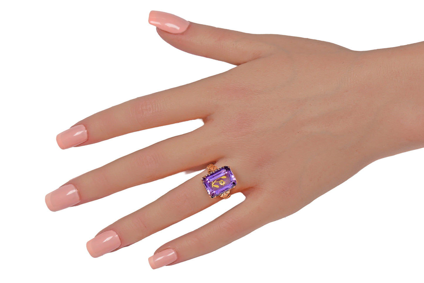 Rose of Sharon Amethyst Rose Gold Ring