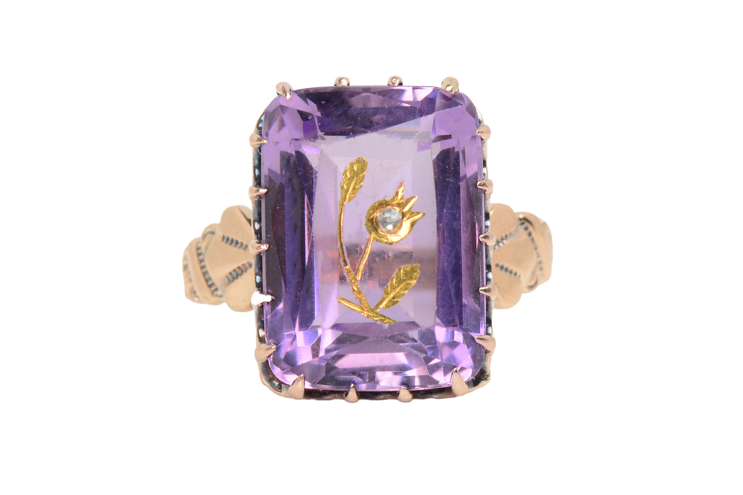 Rose of Sharon Amethyst Rose Gold Ring
