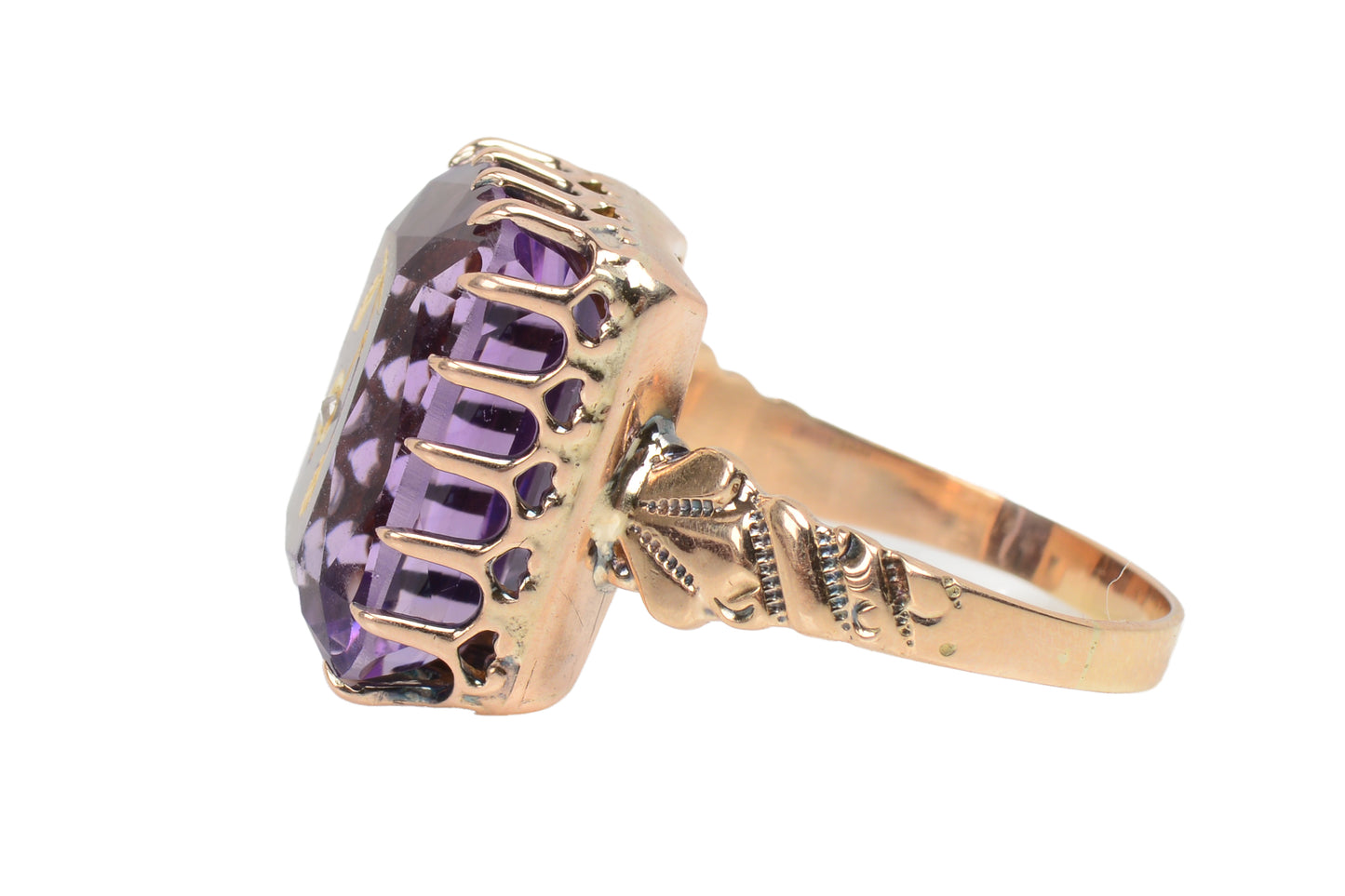 Rose of Sharon Amethyst Rose Gold Ring