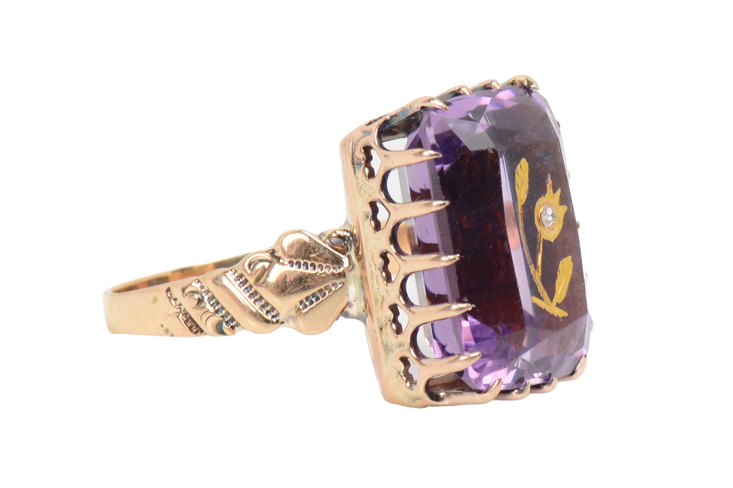 Rose of Sharon Amethyst Rose Gold Ring