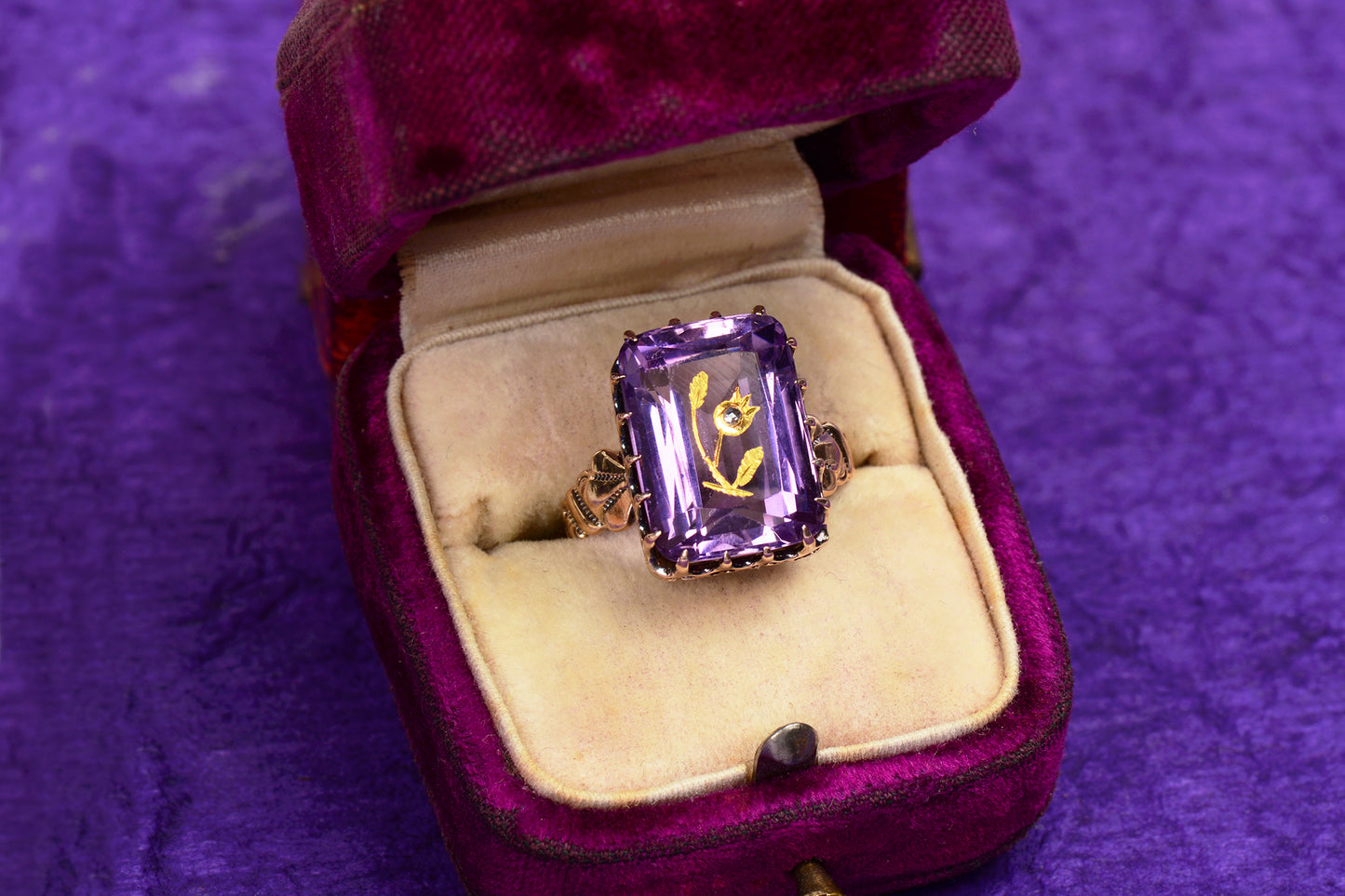Rose of Sharon Amethyst Rose Gold Ring