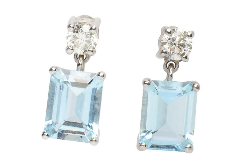 Vintage Aquamarine Diamond Dangle Earrings – The Three Graces