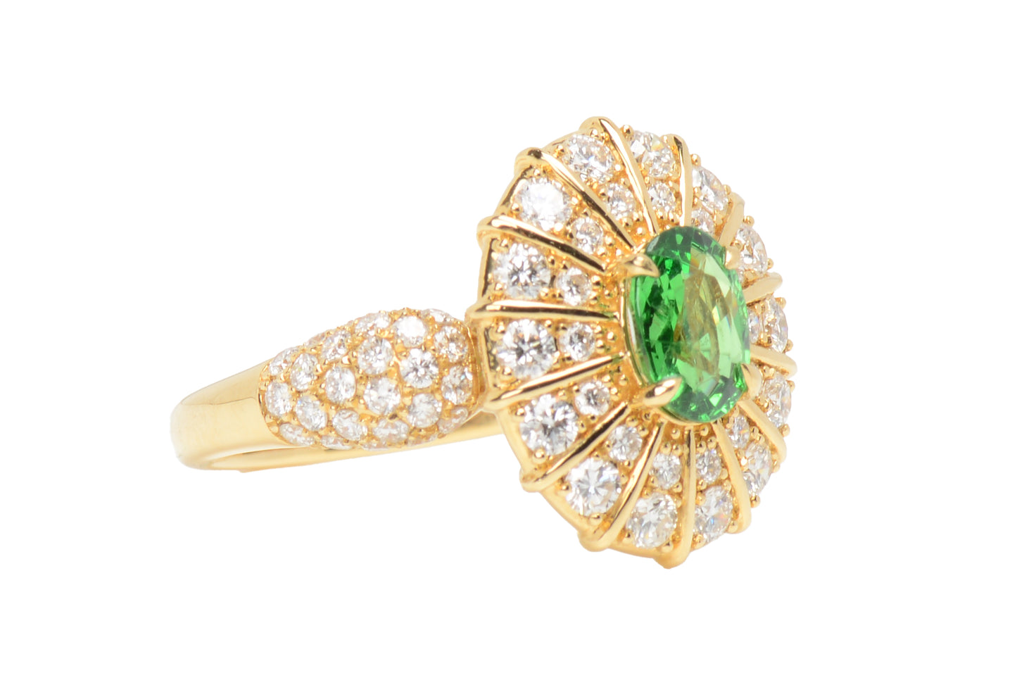 Enthralling Tsavorite Diamond Dinner Ring