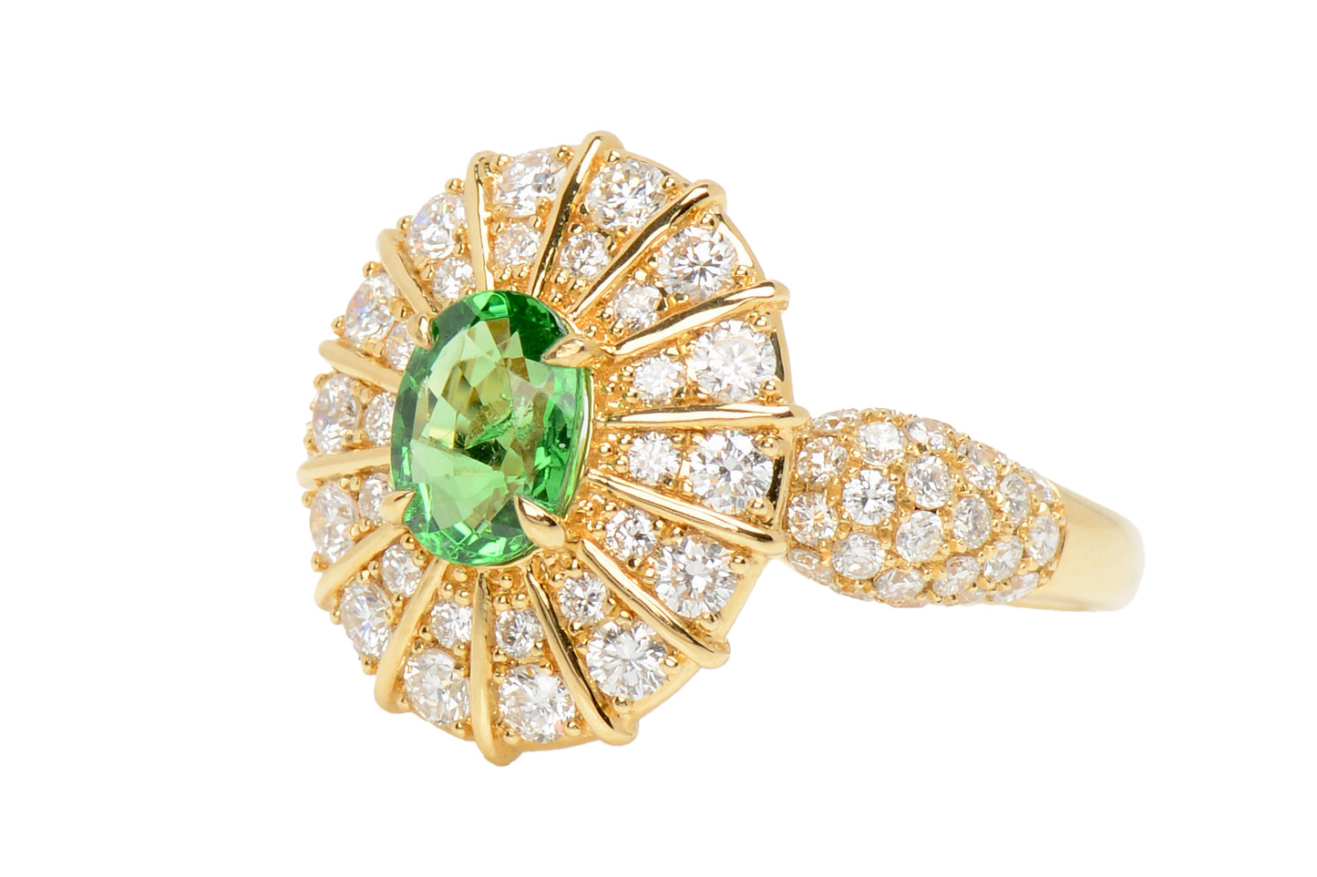 Enthralling Tsavorite Diamond Dinner Ring