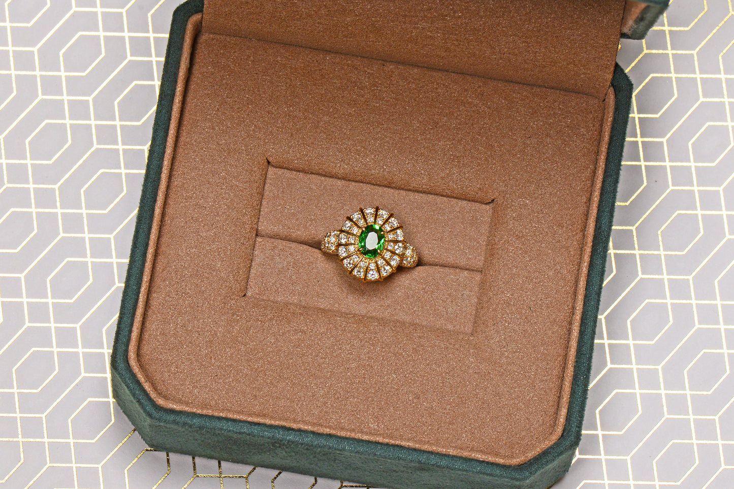 Enthralling Tsavorite Diamond Dinner Ring